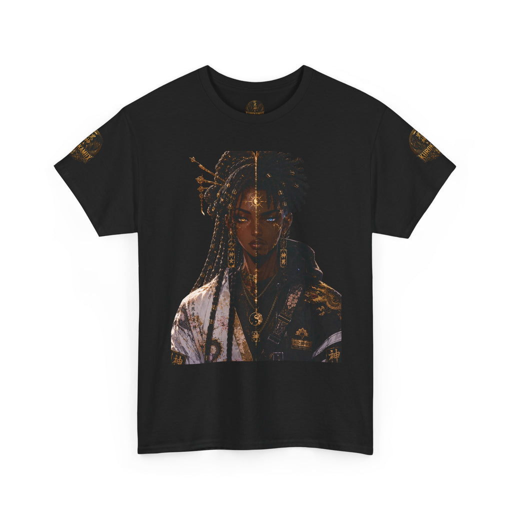 Kurokamiix Anime-Style Graphic Tee — Black Kami Portrait Shirt