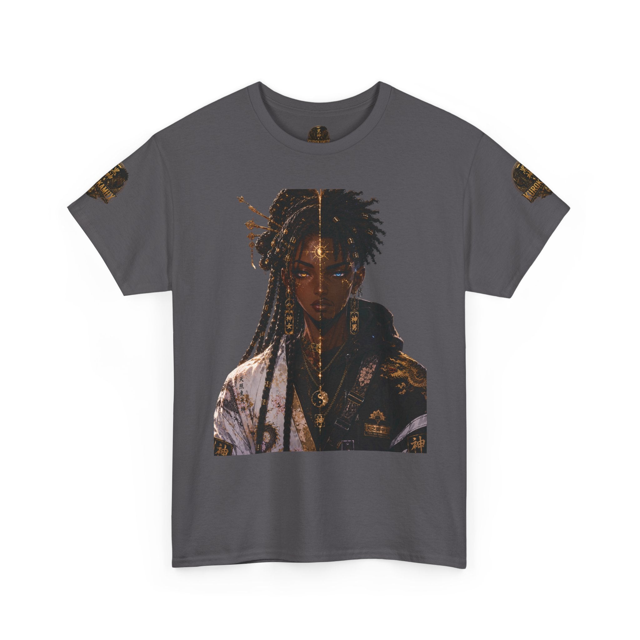 Kurokamiix Anime-Style Graphic Tee — Black Kami Portrait Shirt