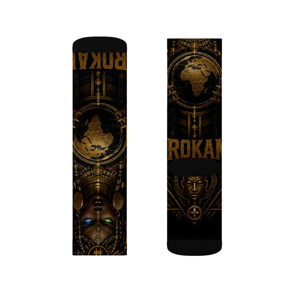 KURO GODDESS Sublimation Socks — Vintage Mechanical Art Crew Socks