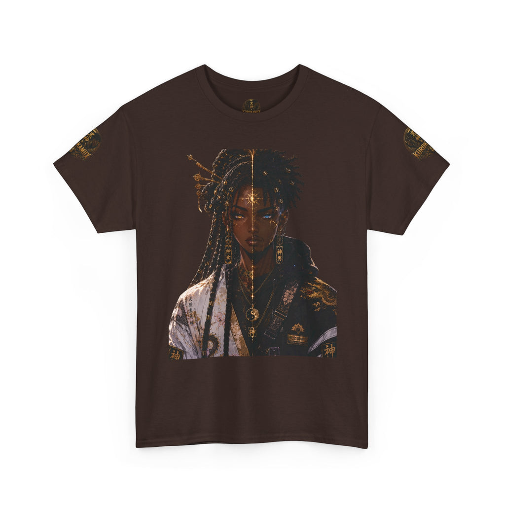 Kurokamiix Anime-Style Graphic Tee — Black Kami Portrait Shirt