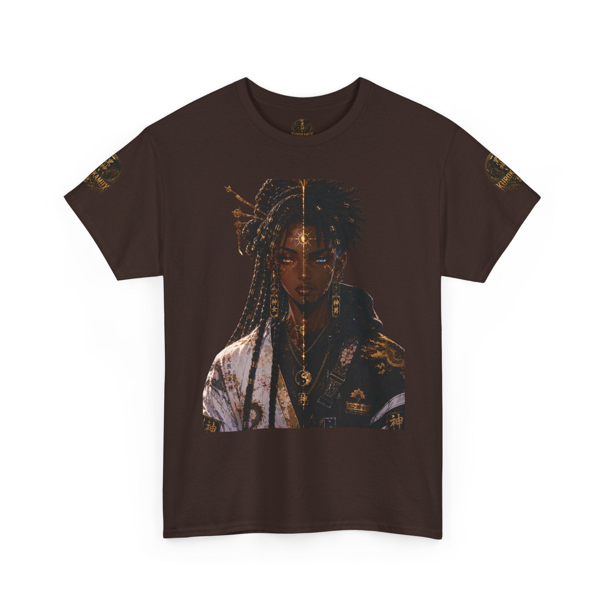 Kurokamiix Anime-Style Graphic Tee — Black Kami Portrait Shirt