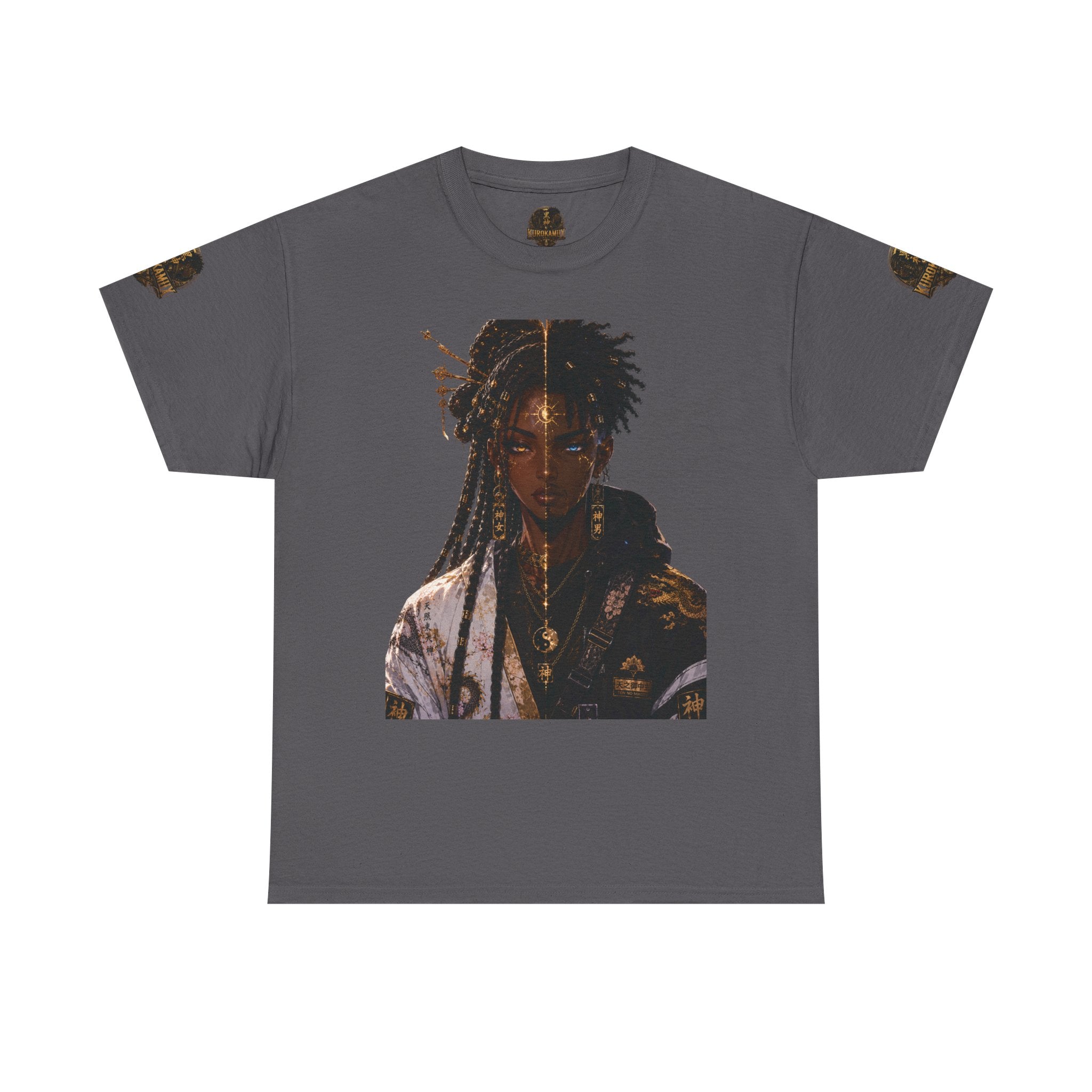 Kurokamiix Anime-Style Graphic Tee — Black Kami Portrait Shirt
