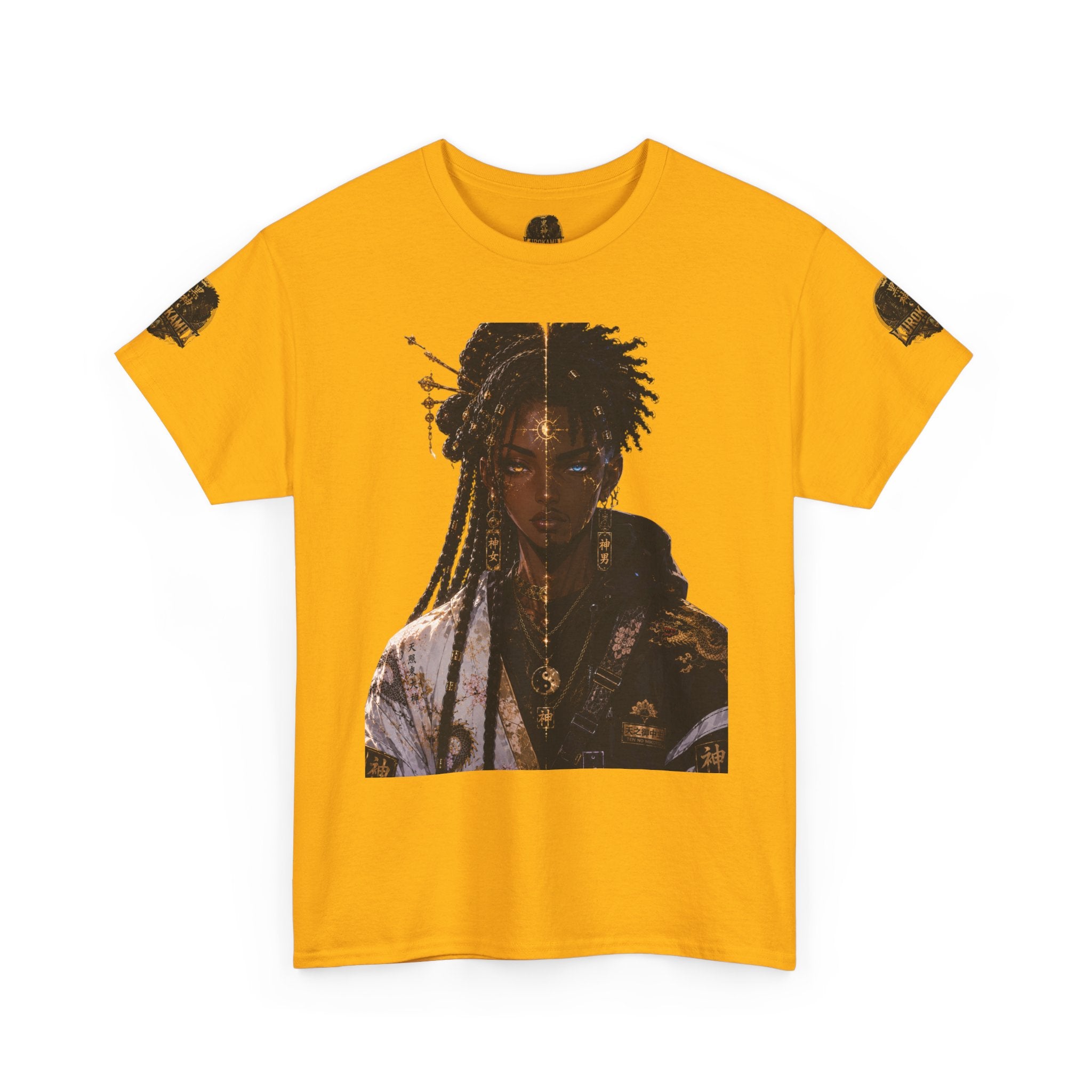 Kurokamiix Anime-Style Graphic Tee — Black Kami Portrait Shirt