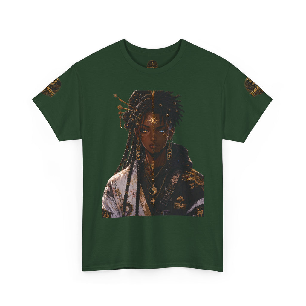 Kurokamiix Anime-Style Graphic Tee — Black Kami Portrait Shirt