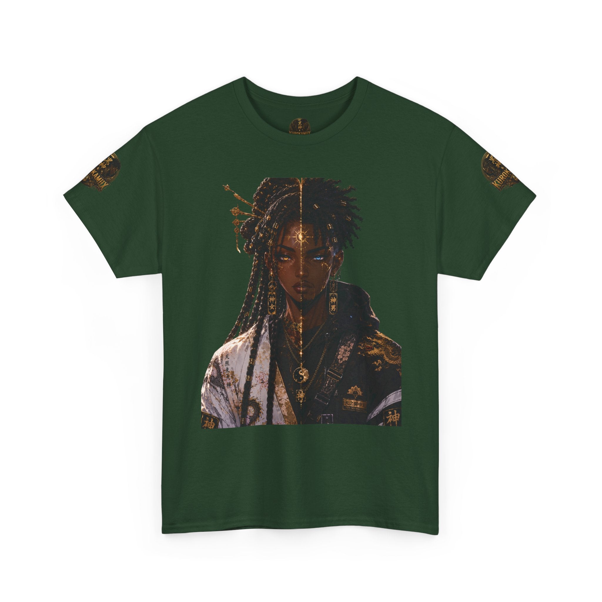 Kurokamiix Anime-Style Graphic Tee — Black Kami Portrait Shirt