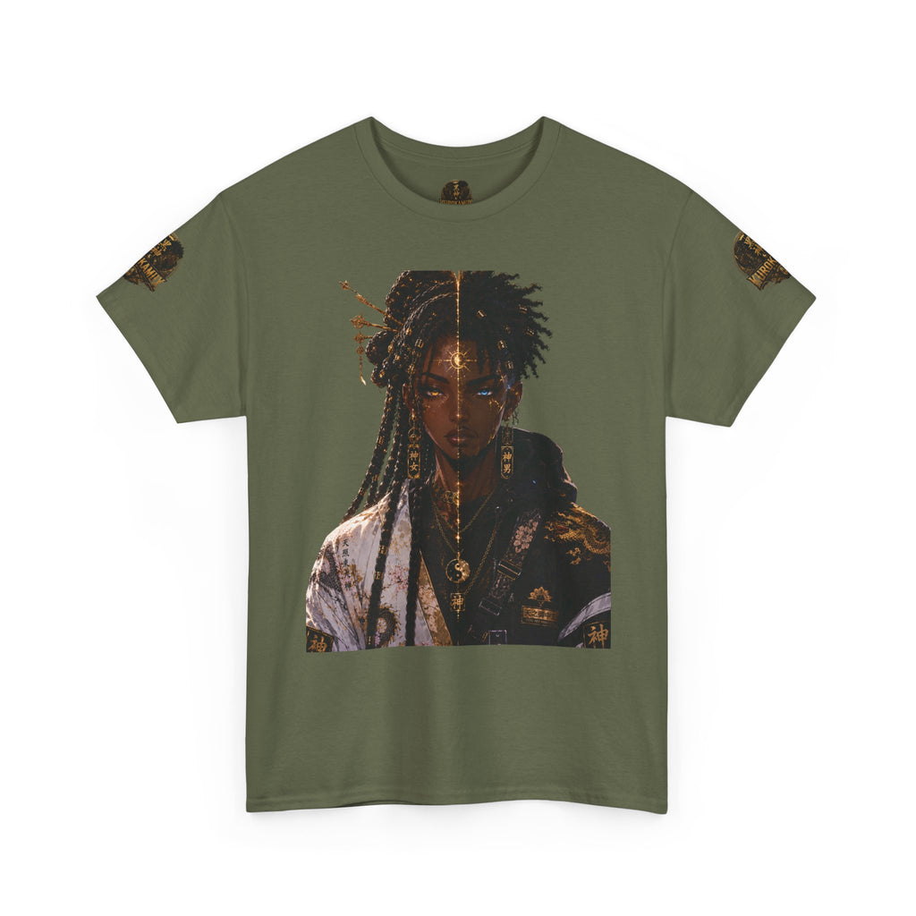 Kurokamiix Anime-Style Graphic Tee — Black Kami Portrait Shirt