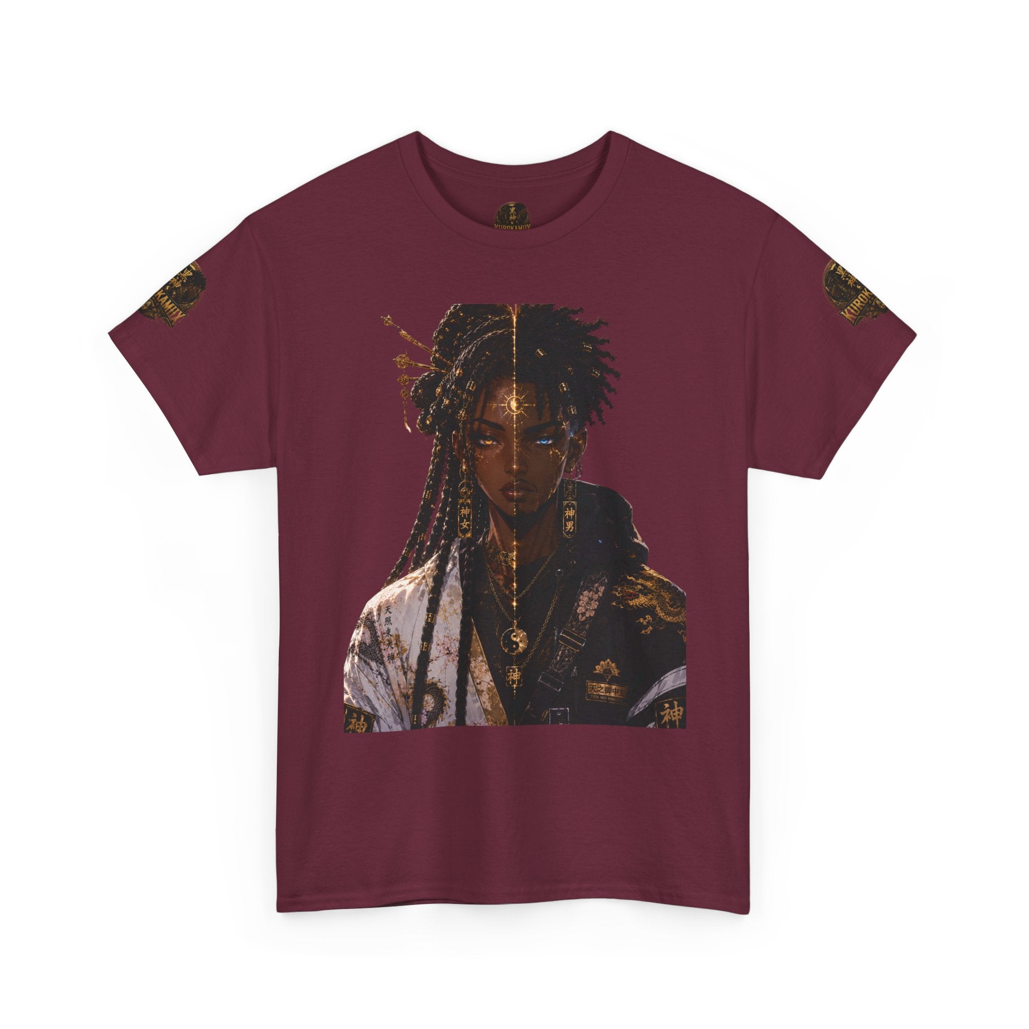 Kurokamiix Anime-Style Graphic Tee — Black Kami Portrait Shirt
