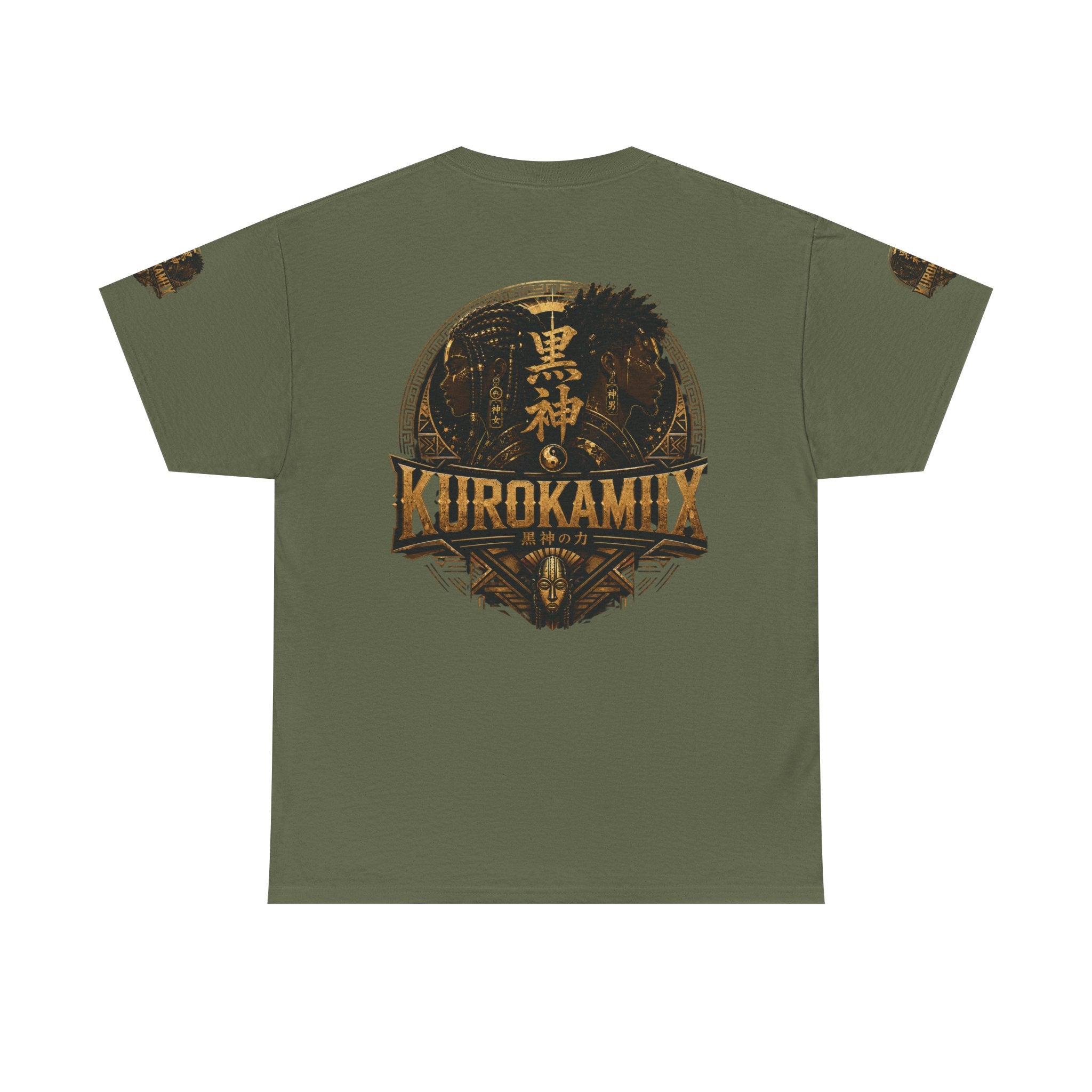 Kurokamiix Anime-Style Graphic Tee — Black Kami Portrait Shirt