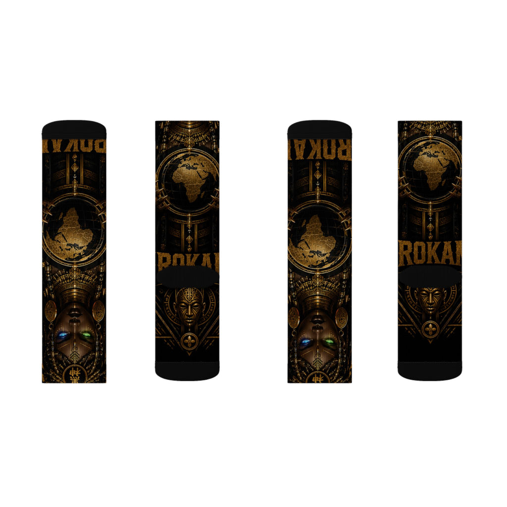KURO GODDESS Sublimation Socks — Vintage Mechanical Art Crew Socks
