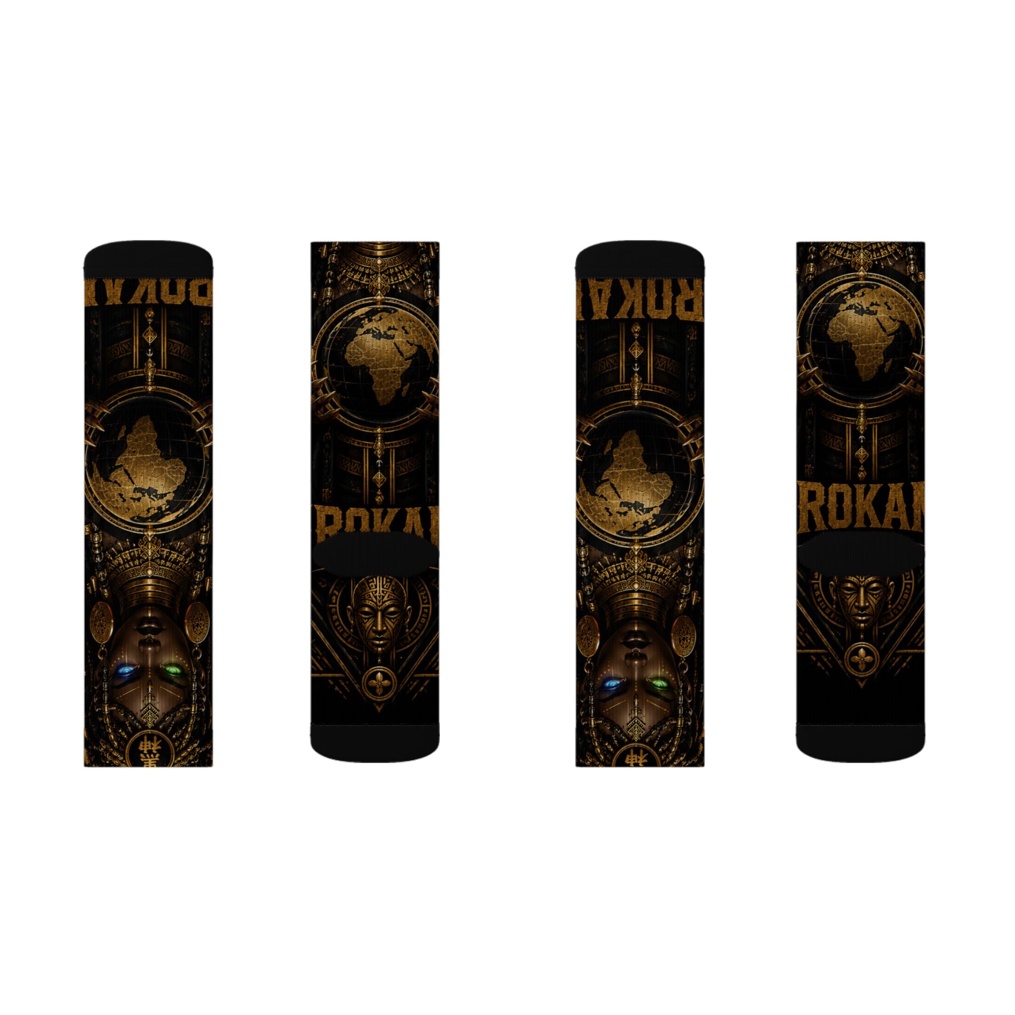 KURO GODDESS Sublimation Socks — Vintage Mechanical Art Crew Socks