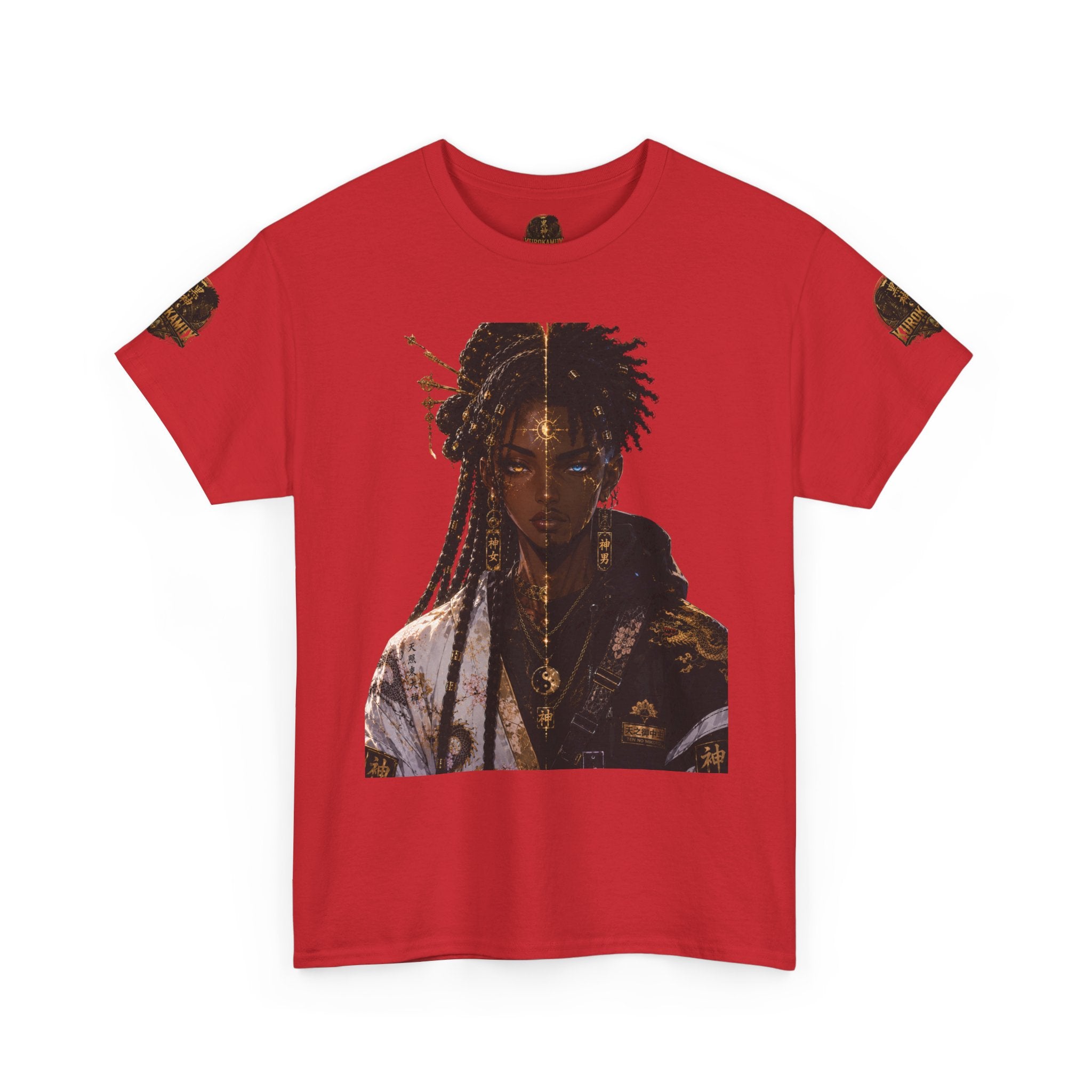 Kurokamiix Anime-Style Graphic Tee — Black Kami Portrait Shirt